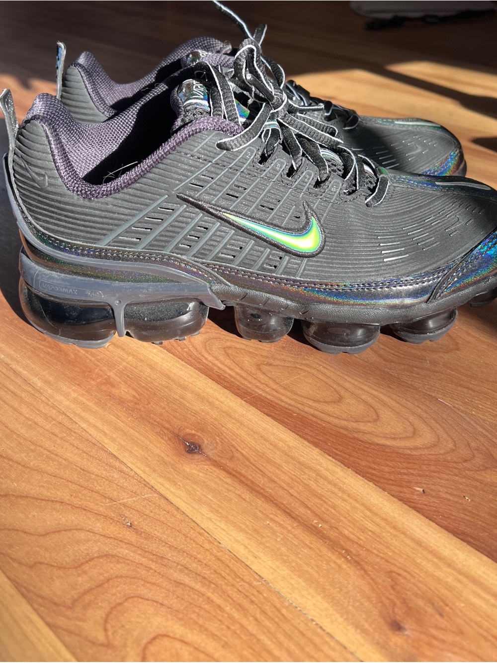 Nike VaporMax 360 Black Shoes with Iridescent Swoosh